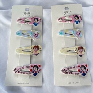 Disney Princess Hair Clips Set, NWOT, 2”, Total 8 clips, acrylic, great gifts,